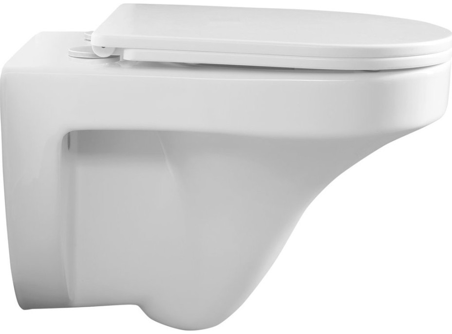 Aqualine DENICA závěsná WC mísa, Vortex Rimless, 36x52cm, bílá PS8512
