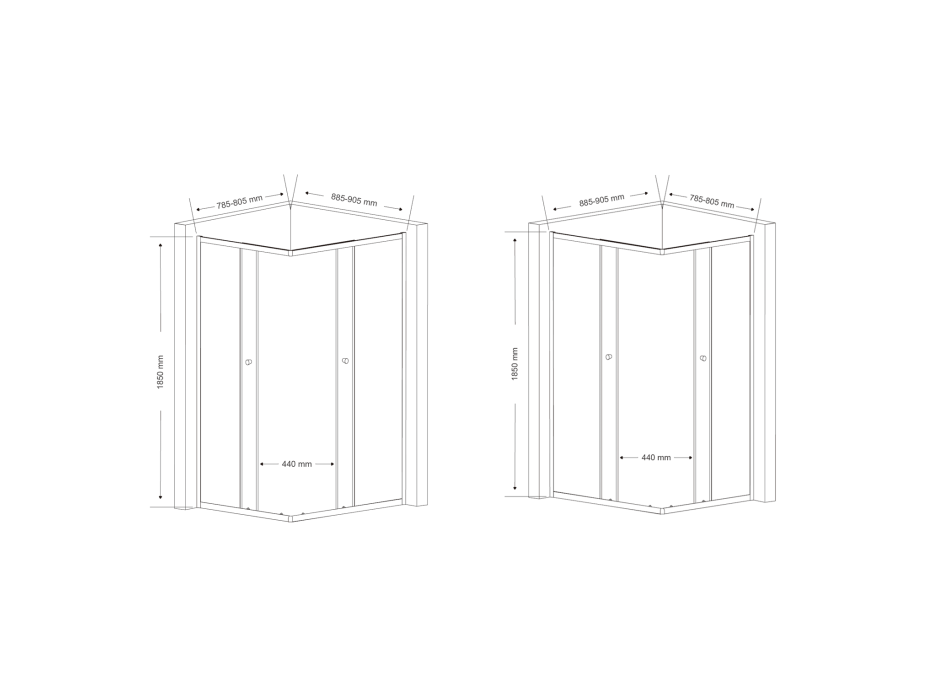 Aqualine AGGA obdélníková sprchová zástěna 900x800mm, čiré sklo HLF809Y