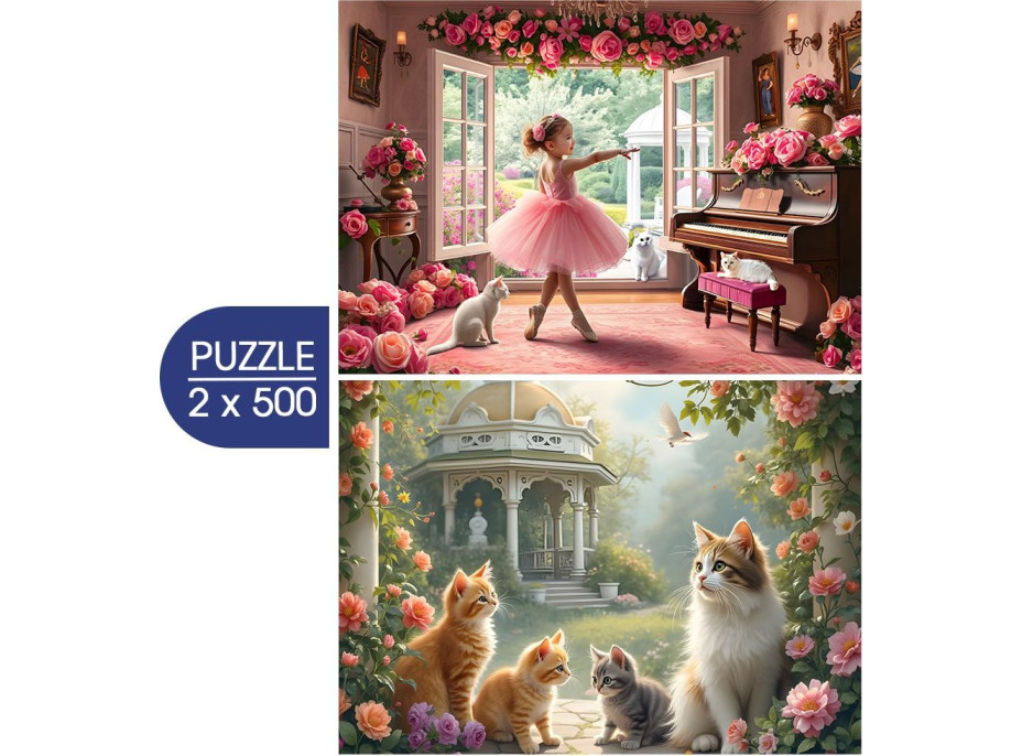 ALIPSON Puzzle Malá balerína a Romantická zahrada 2x500 dílků