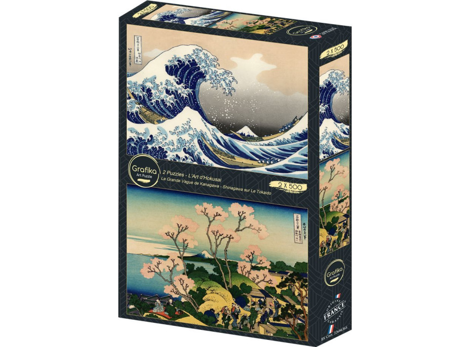 GRAFIKA Puzzle Velká vlna u pobřeží Kanagawy a Městská oblast Shinagawa 2x500 dílků