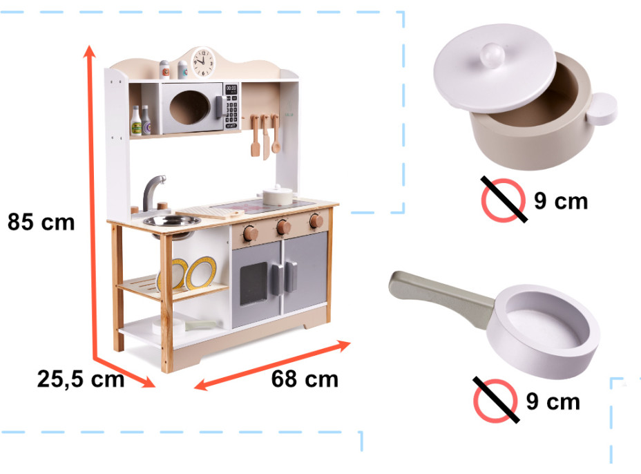LULILO Dětská dřevěná kuchyňka MDF KUKETO + příslušenství