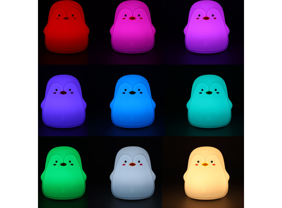 Dětské dotykové LED noční světlo RGB - Tučňák