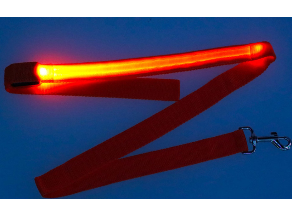LED svítící vodítko pro psy 2,5x120 cm - oranžové