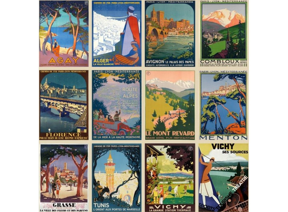 GRAFIKA Čtvercové puzzle Plakáty z Roger Broders 1000 dílků