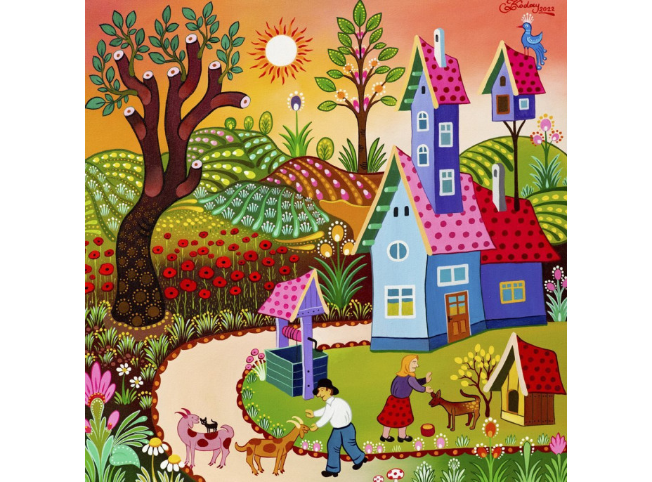 ALIPSON Čtvercové puzzle Zahrada s máky 1000 dílků