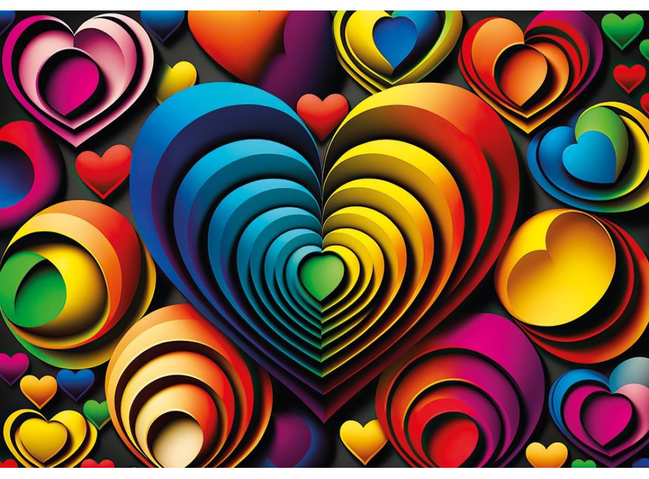 YAZZ Puzzle Barevná srdce 1000 dílků