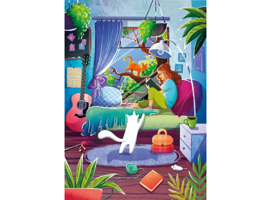 MAGNOLIA Puzzle Dívka a její kočky 1000 dílků