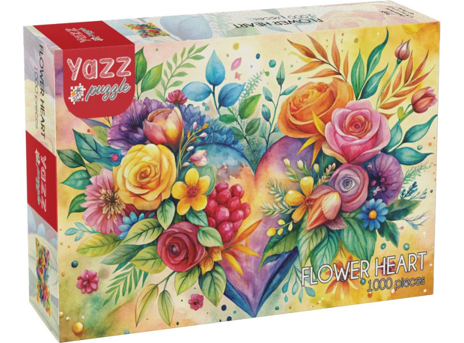 YAZZ Puzzle Květinové srdce 1000 dílků
