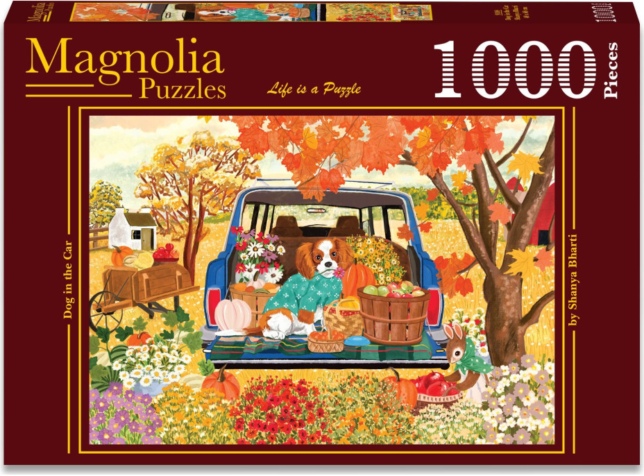 MAGNOLIA Puzzle Pes v autě 1000 dílků