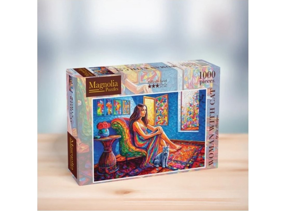 MAGNOLIA Puzzle Žena s kočkou 1000 dílků