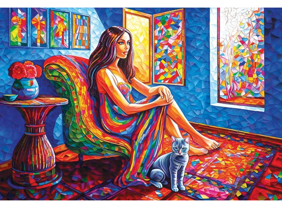 MAGNOLIA Puzzle Žena s kočkou 1000 dílků