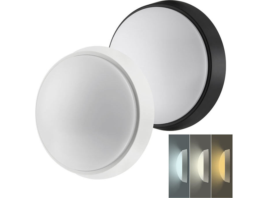 Solight LED venkovní osvětlení, nastavitelná teplota světla - 3CCT, 15/18/20W, 1800lm, 22cm, 2v1 - bílý a černý kryt