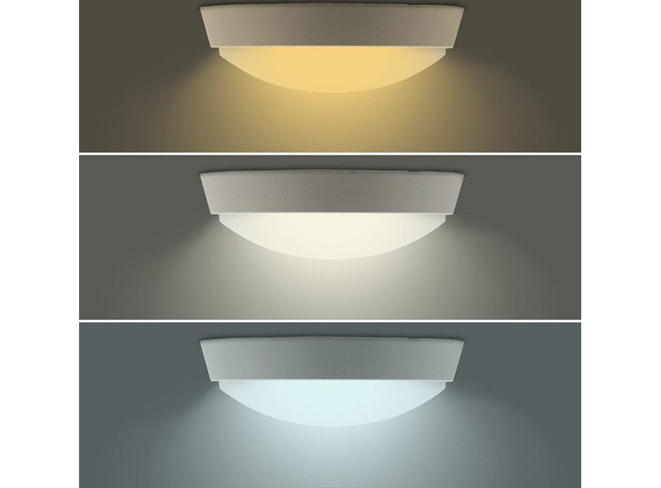 Solight LED venkovní osvětlení, nastavitelná teplota světla - 3CCT, 15/18/20W, 1800lm, 22cm, 2v1 - bílý a černý kryt