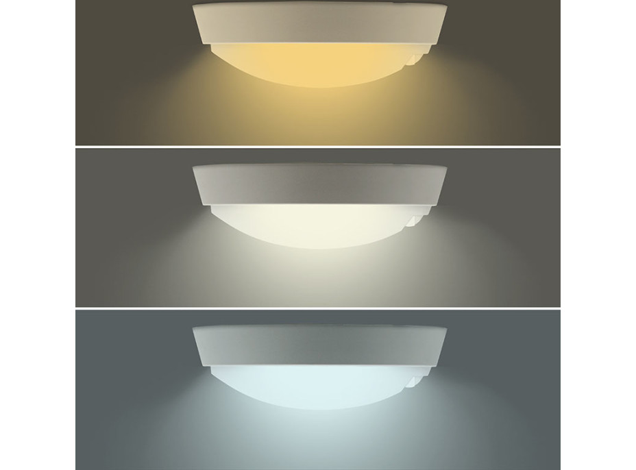 Solight LED venkovní osvětlení se senzorem, 3 CCT, 15/18/20W, 1800lm, 22cm, 2v1 - bílý a černý kryt