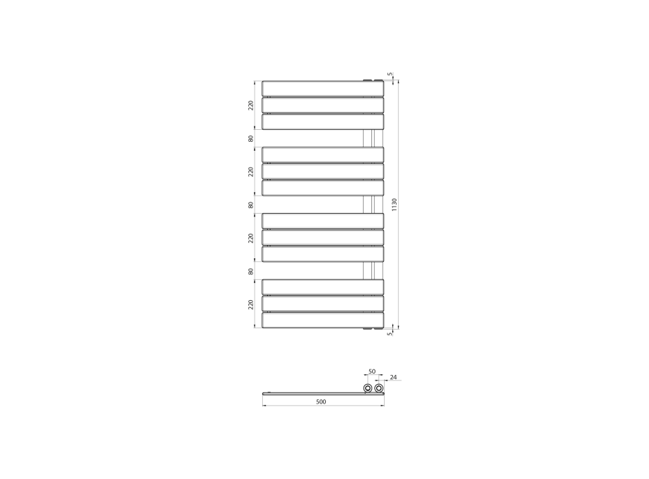 Aqualine MYTHOS otopné těleso 500x1130mm, chrom LLM511C