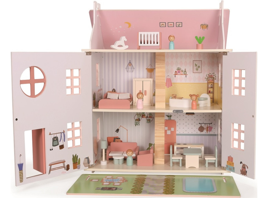 2Kids Toys Domeček s panenkami růžový