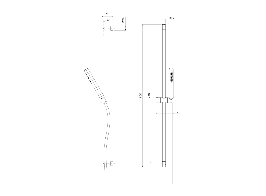 Sapho Sprchová souprava, posuvný držák, 800mm, zlato mat SC716G