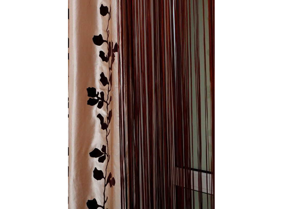 Šňůrkový závěs TAGLIATELLE 140x250 cm - hnědý