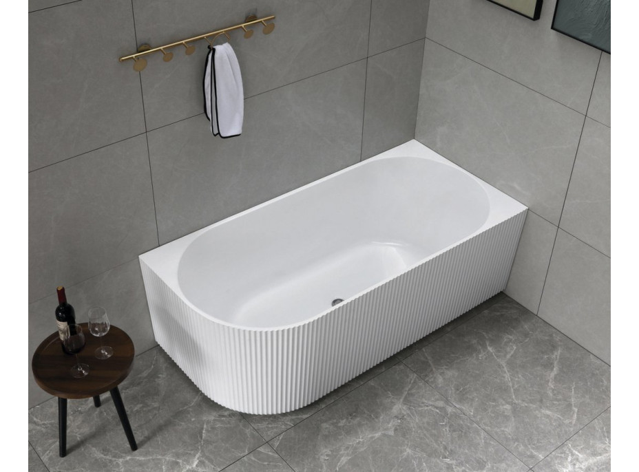 Aqualine TIBERA STRIP R rohová stojící vana, 170x81cm, bílá E1015G