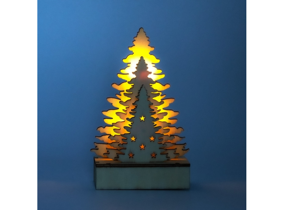 Dekorační LED stromeček 8,5x4x14,5 cm - teplá bílá