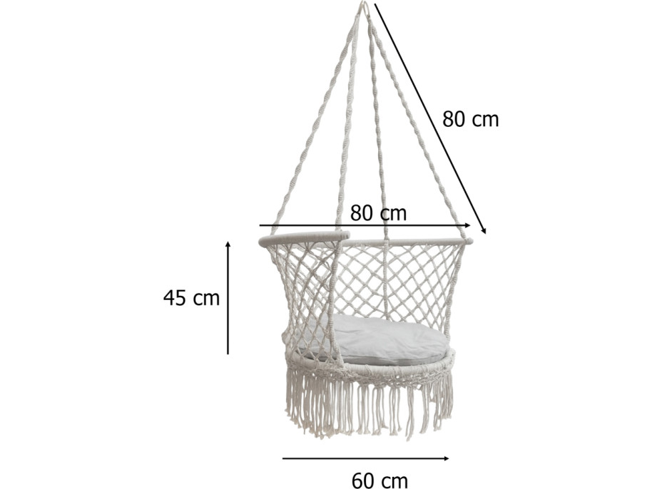 Zahradní houpačka Čapí hnízdo s opěradlem - šedá 80 cm