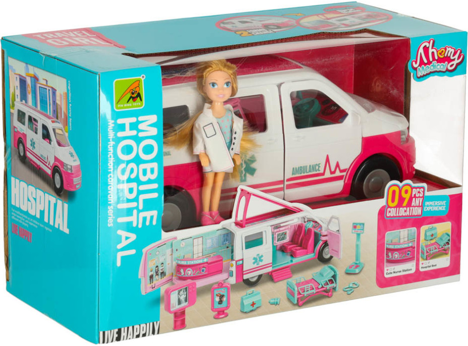 Ambulance mobilní nemocnice pro panenky s příslušenstvím
