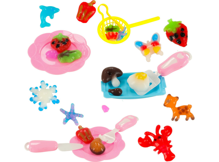 3D krystalové lepicí gelové šablony Magic Kitchen - sada 62 kusů - růžová