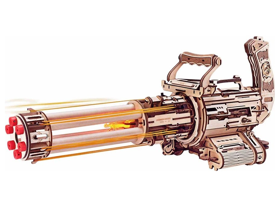 RoboTime 3D Dřevěné mechanické puzzle ROKR Rotační kulomet LQA01