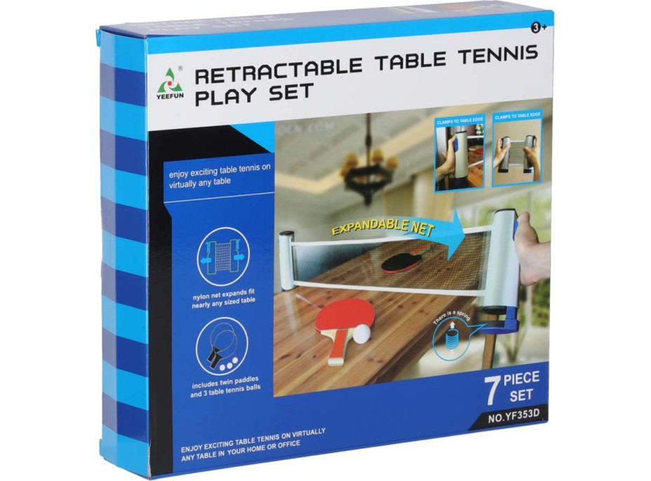 Sada na stolní tenis s pálkami a roztažitelnou sítí