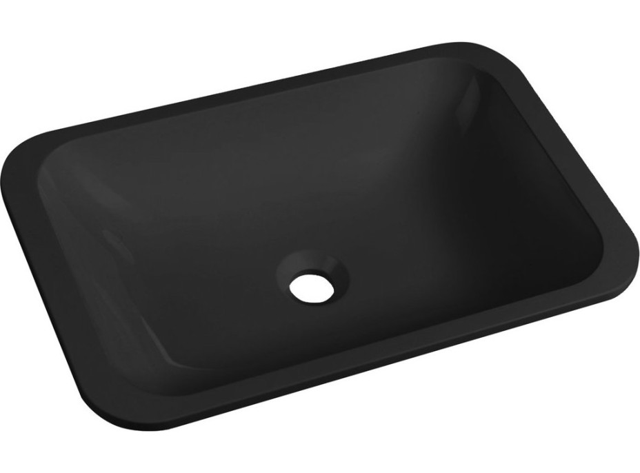 Sapho JAPURA umyvadlo zápustné, litý mramor, 55x36cm, černá mat 50135B