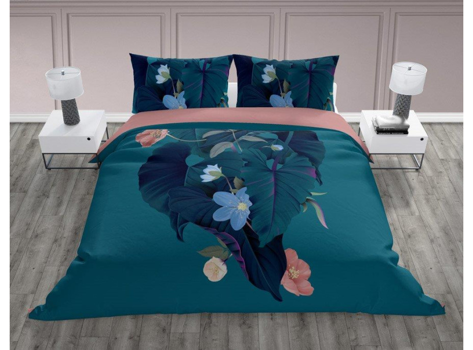 Bavlněné povlečení TRENDY Tropical - zelené/růžové - 160x200 cm