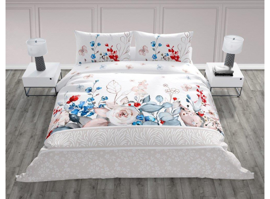 Bavlněné povlečení TRENDY Luční kvítí - bílé - 220x200 cm