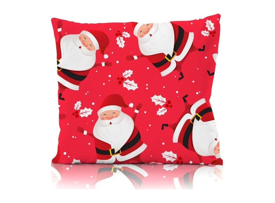 Vánoční povlak na polštář HOLLY JOLLY Santa Claus 45x45 cm - červený
