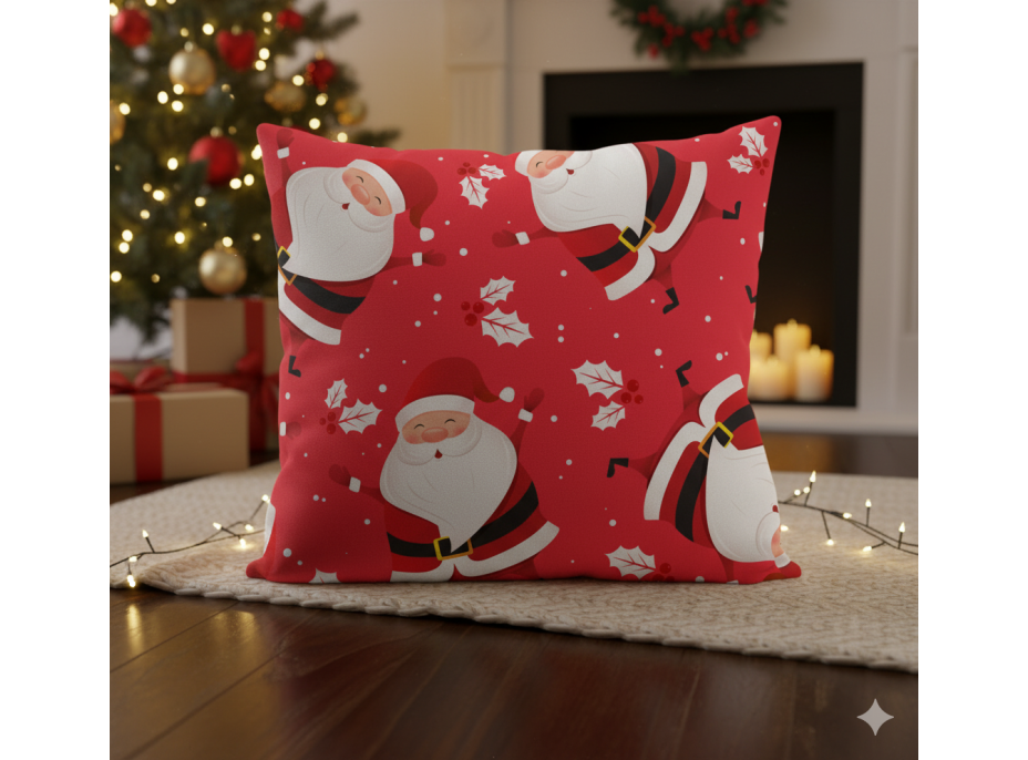 Vánoční povlak na polštář HOLLY JOLLY Santa Claus 45x45 cm - červený