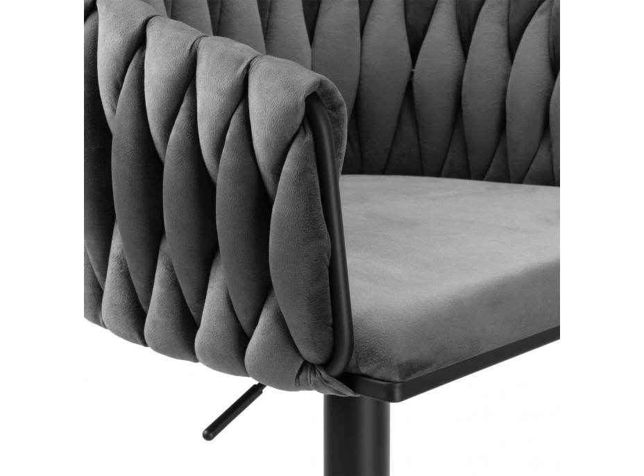 Barová židle COFTON Velvet - grafitová/černá