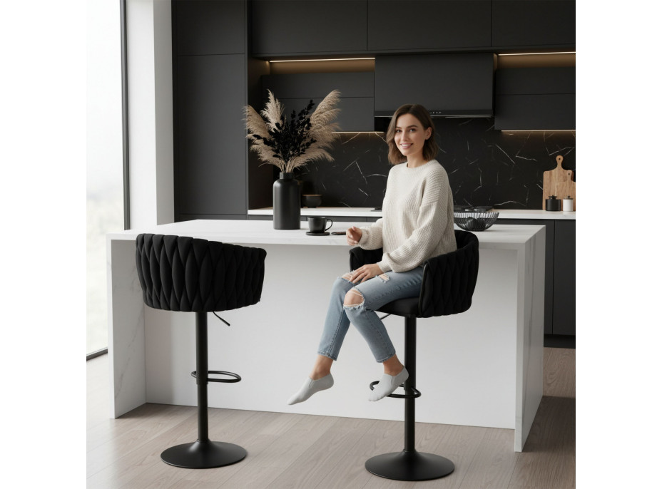 Barová židle COFTON Velvet - černá