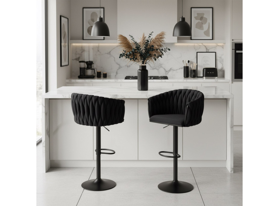 Barová židle COFTON Velvet - černá