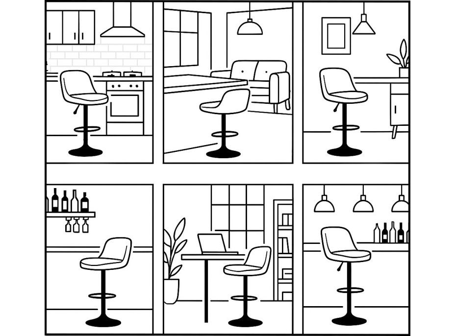 Barová židle COFTON Velvet - černá