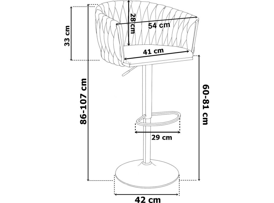Barová židle COFTON Velvet - černá