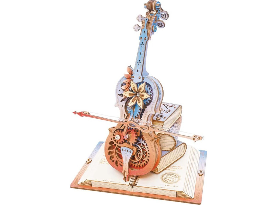 RoboTime 3D skládačka hrací skříňky Kouzelné violoncello (mechanický pohon)