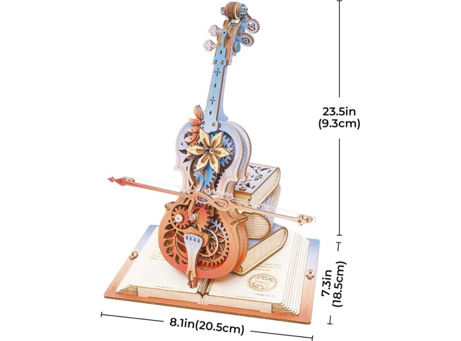 RoboTime 3D skládačka hrací skříňky Kouzelné violoncello (mechanický pohon)