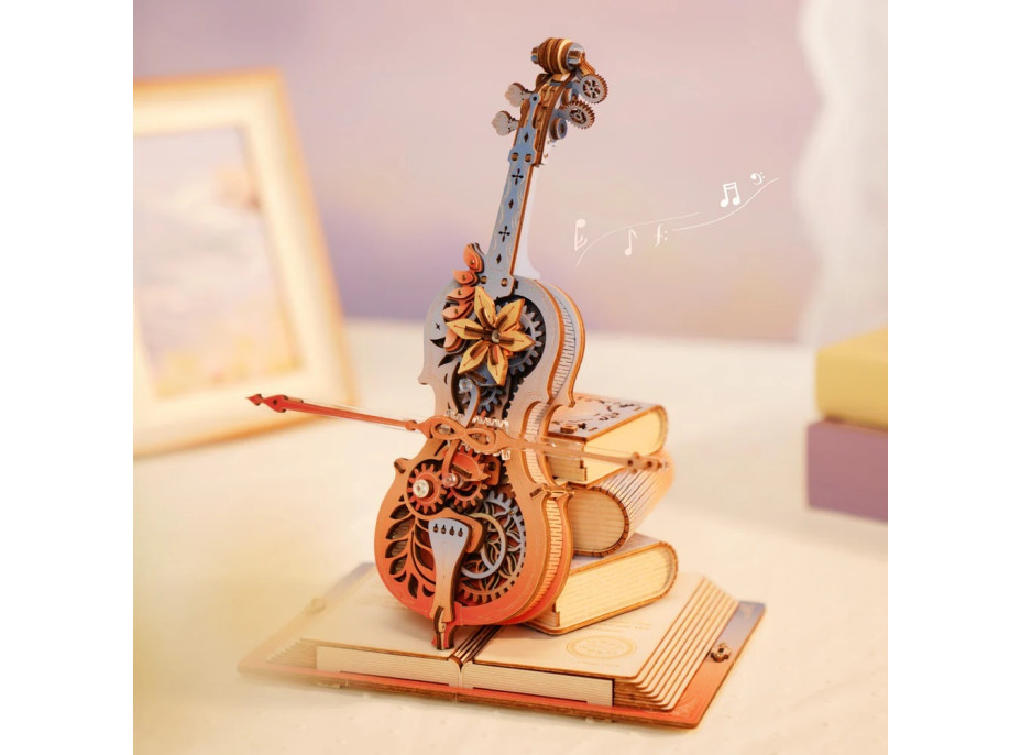 RoboTime 3D skládačka hrací skříňky Kouzelné violoncello (mechanický pohon)