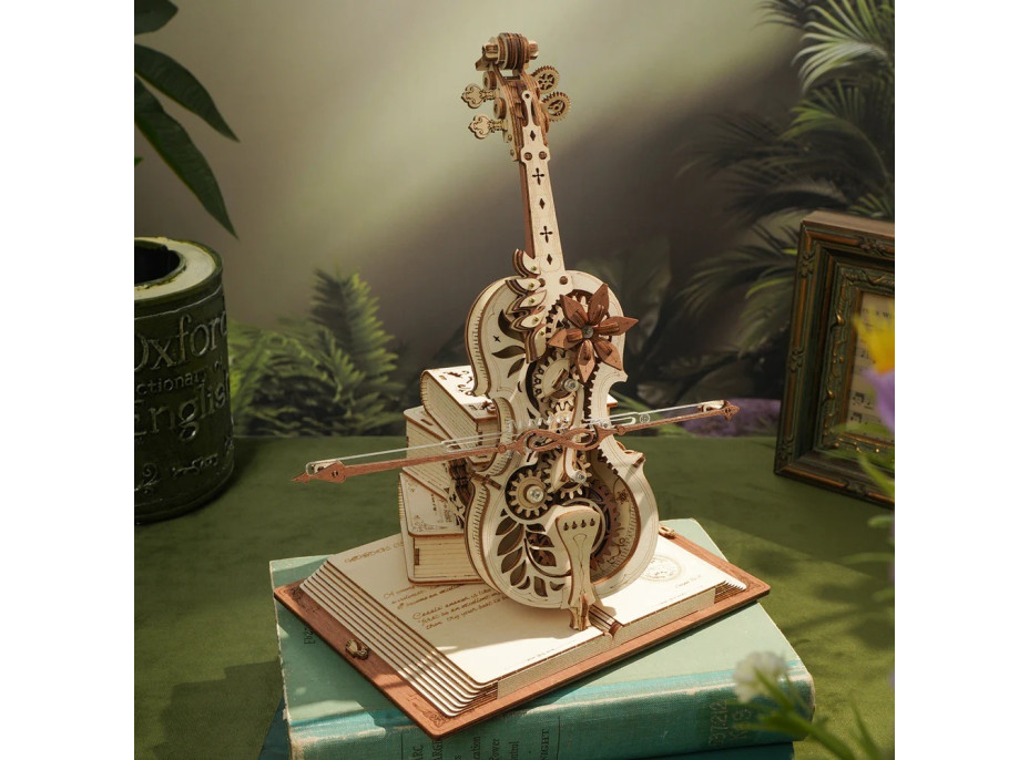 RoboTime 3D skládačka hrací skříňky Kouzelné violoncello (mechanický pohon)