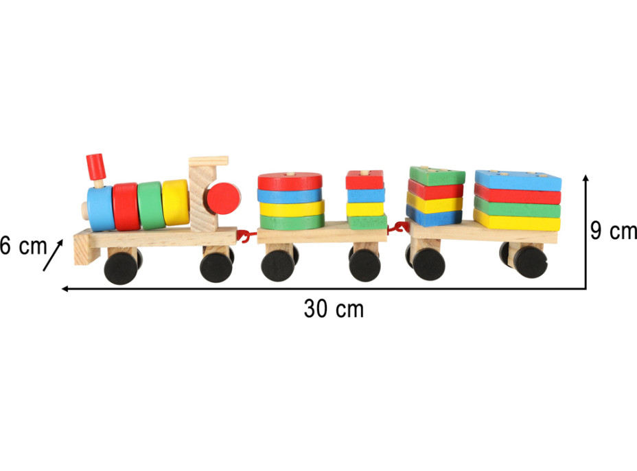 Dřevěná vkládačka - třídění tvarů - Lokomotiva s vagóny - 30 cm