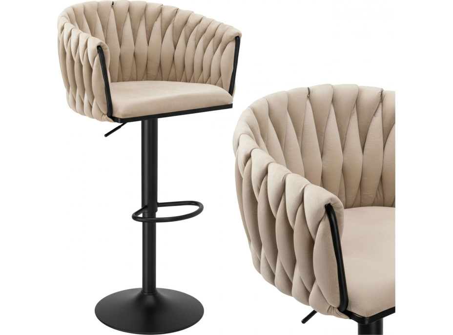 Barová židle COFTON Velvet - béžová/černá Barová židle COFTON Velvet - béžová/černá