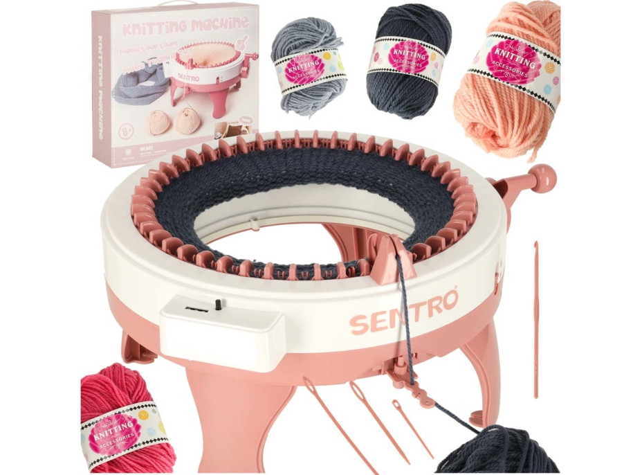 Pletací tkalcovský kruhový stav 48 jehel + 4 klubka příze