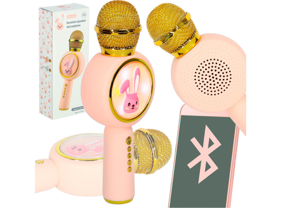 Bezdrátový mikrofon pro karaoke Králíček - růžový
