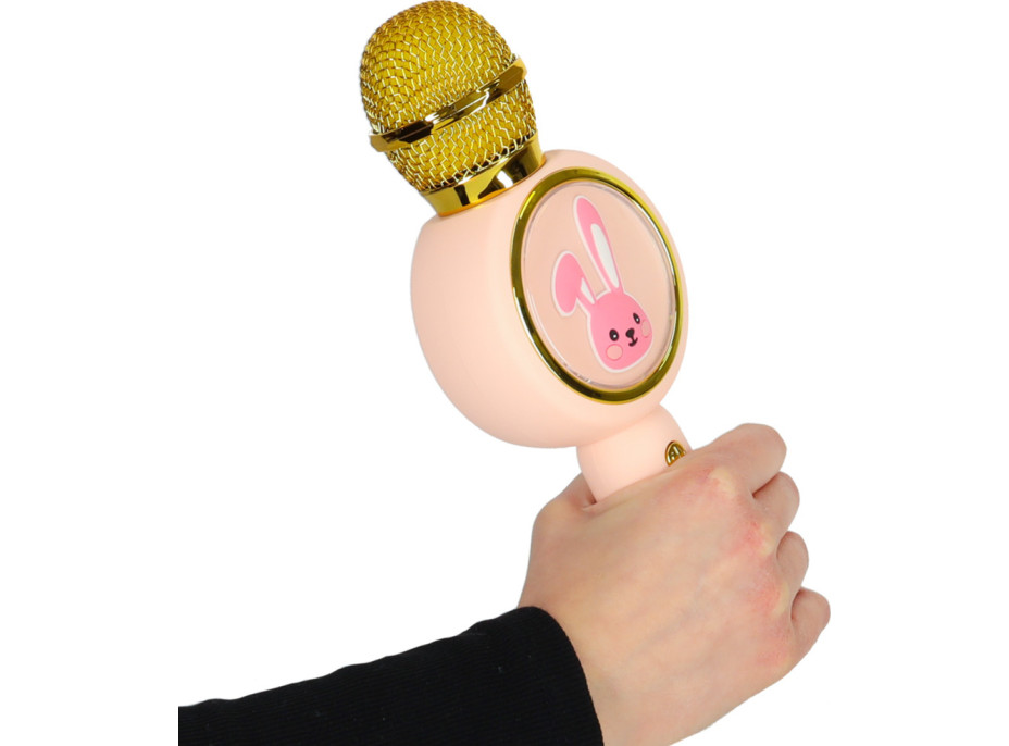 Bezdrátový mikrofon pro karaoke Králíček - růžový