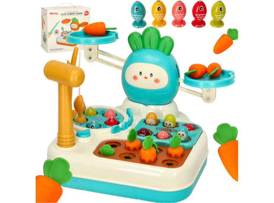 Interaktivní hračka 4v1 pro děti Mrkev - modrá