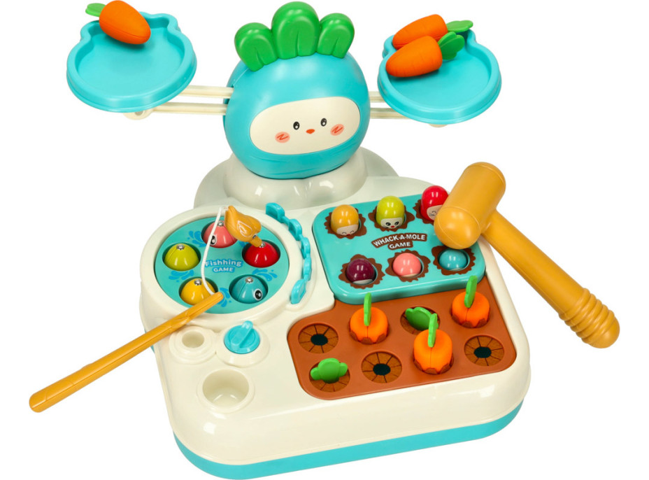 Interaktivní hračka 4v1 pro děti Mrkev - modrá